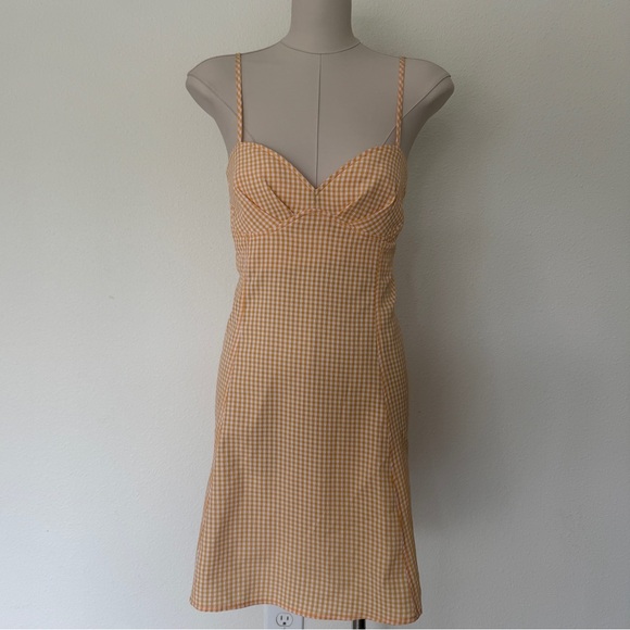 Forever 21 Dresses & Skirts - (NWOT) Orange Gingham Bustier Mini Sundress